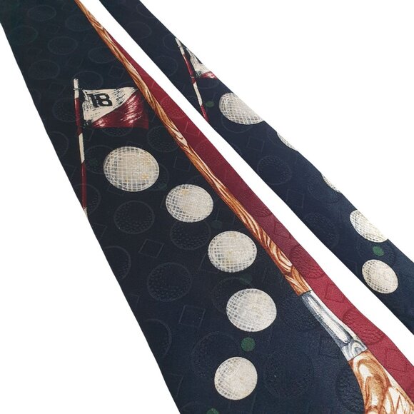 Evan Picone Sport Men Golf Theme Necktie Vintage All Silk Red Black Designer - Picture 2 of 6